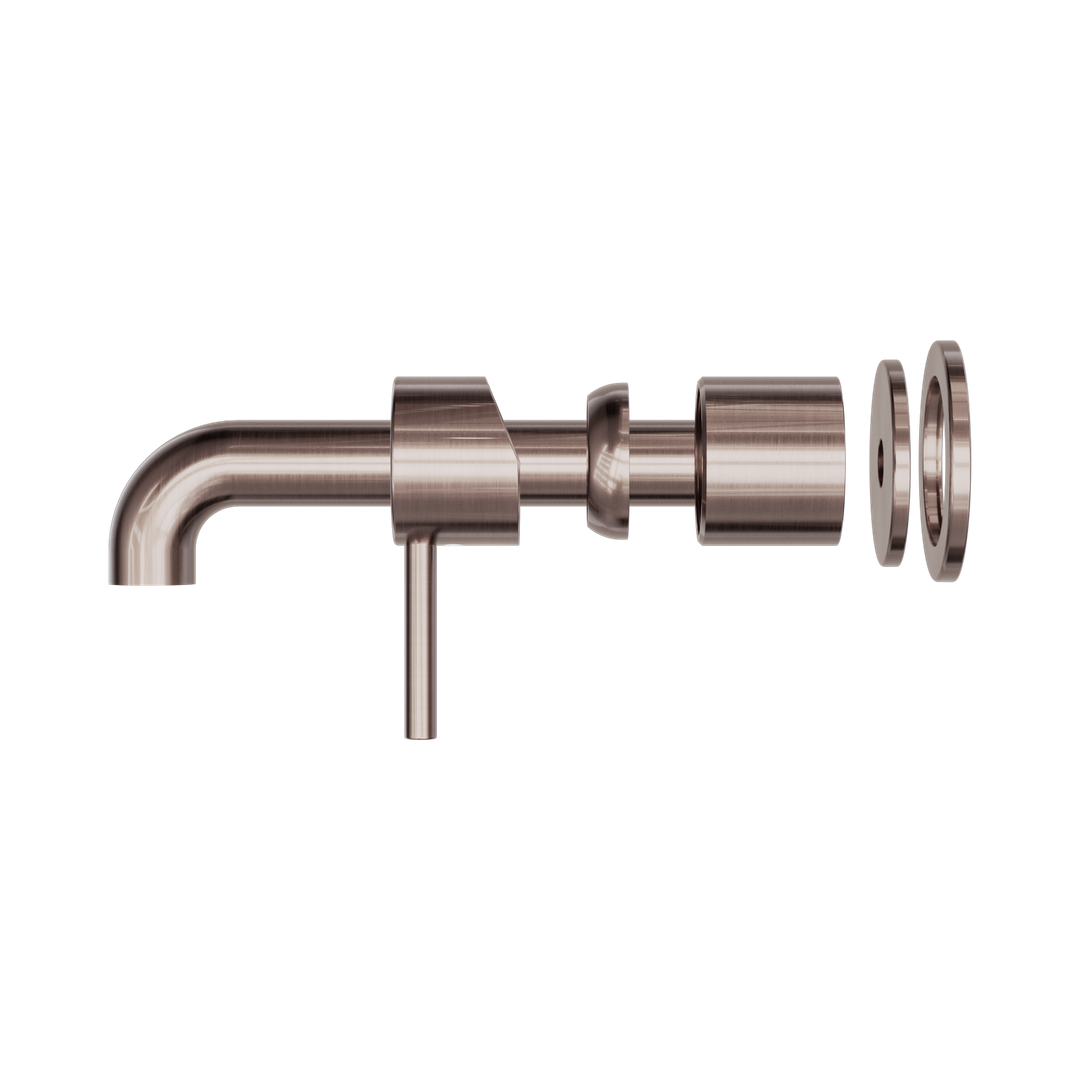 Nero Zen Stainless Steel Wall Basin/Bath Mixer 185Mm Spout Trim Kits Only Brushed Bronze