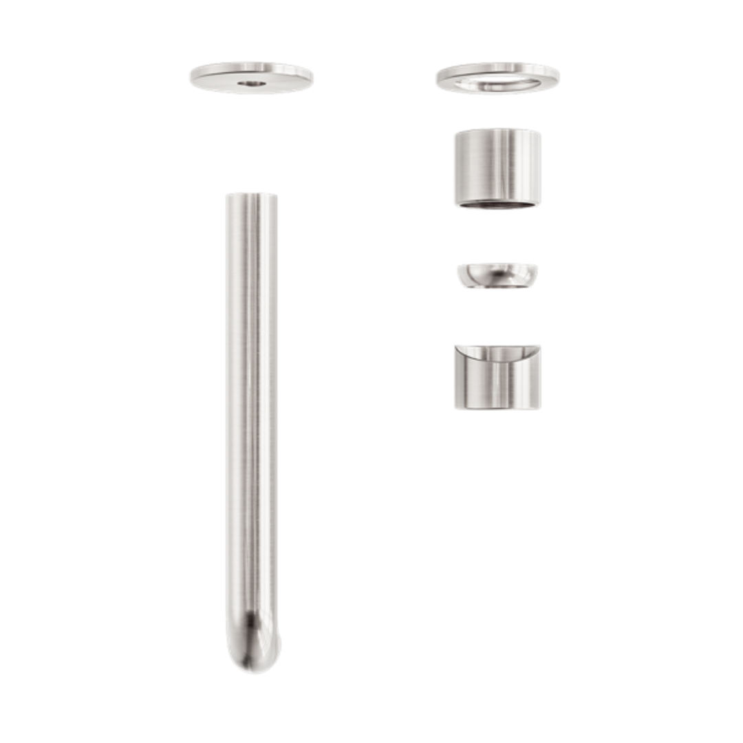 Nero Zen Stainless Steel Wall Basin/Bath Mixer 230Mm Spout Trim Kits Only Brushed Nickel