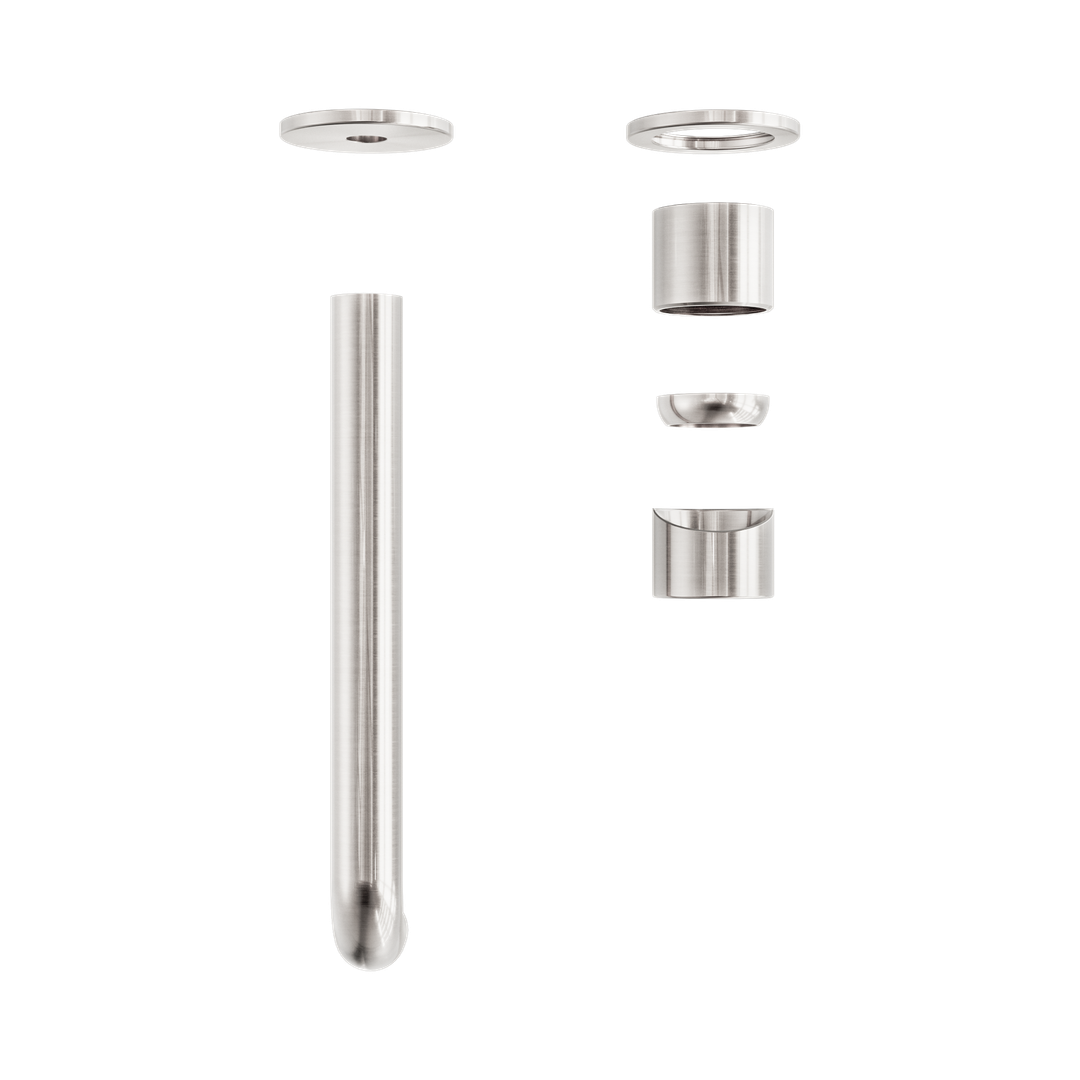 Nero Zen Stainless Steel Wall Basin/Bath Mixer 230Mm Spout Trim Kits Only Brushed Nickel