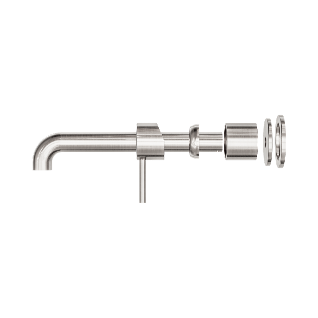 Nero Zen Stainless Steel Wall Basin/Bath Mixer 230Mm Spout Trim Kits Only Brushed Nickel