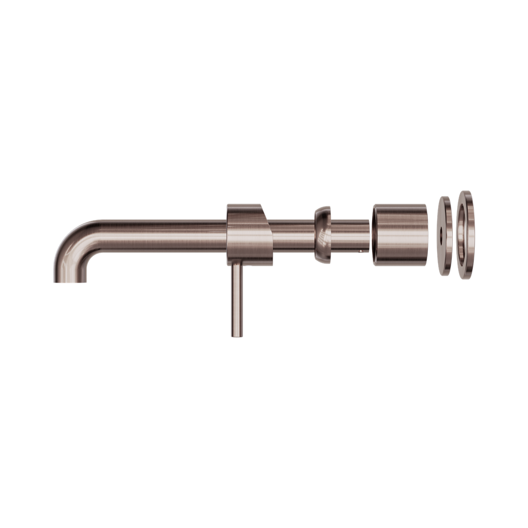 Nero Zen Stainless Steel Wall Basin/Bath Mixer 230Mm Spout Trim Kits Only Brushed Bronze