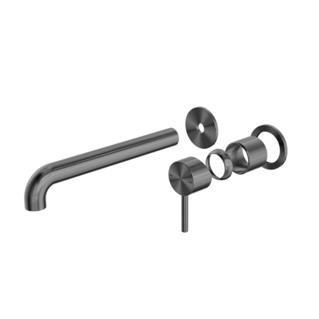 Nero Zen Stainless Steel Wall Basin/Bath Mixer 185Mm Spout Trim Kits Only Graphite