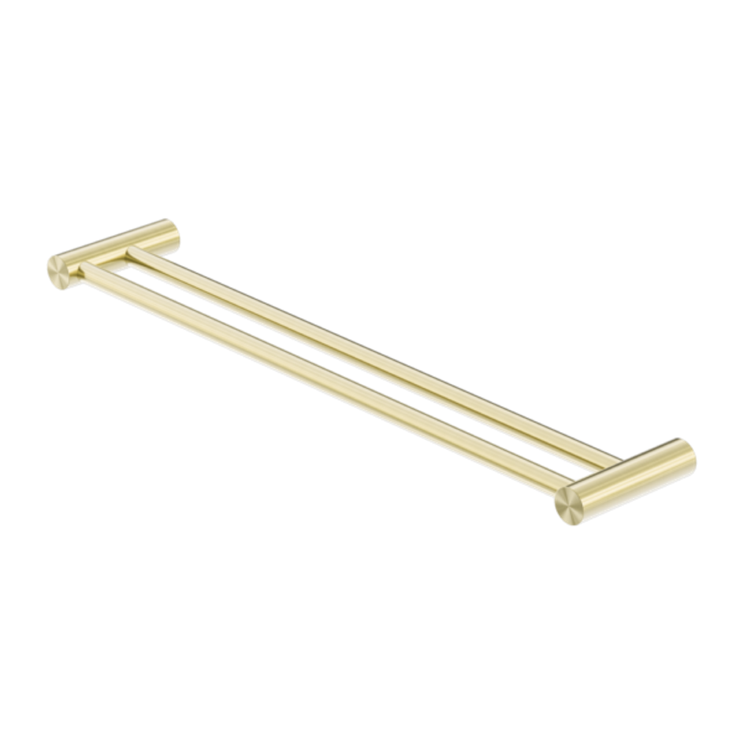 Nero Zen Stainless Steel Double Towel Rail 800Mm Brushed Gold