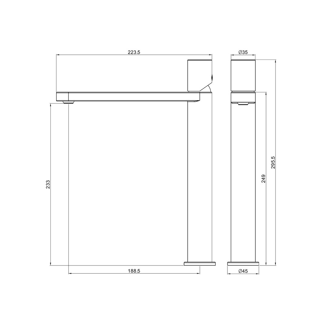 Nero Pure Ss316L Tall Basin Mixer Brushed Nickel