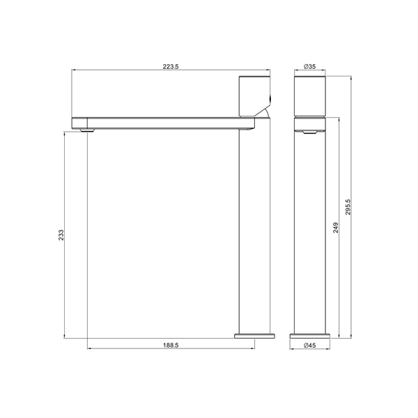 Nero Pure Ss316L Tall Basin Mixer Graphite