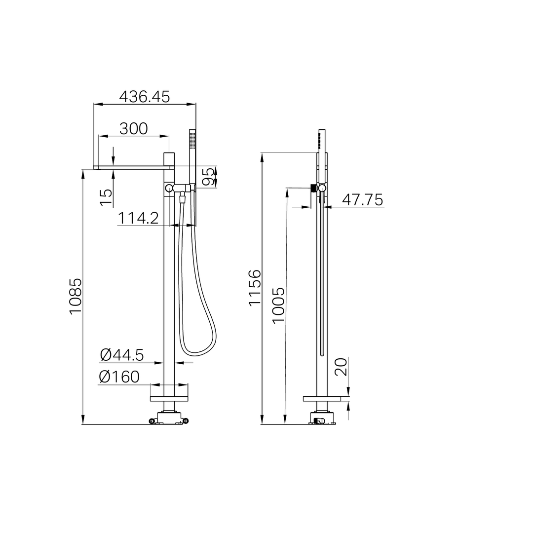 Nero Pure Ss316L Progressive Freestanding Bath Mixer & Outdoor Shower Hose Brushed Bronze