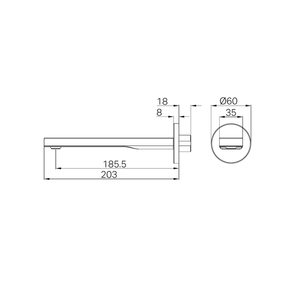 Nero Pure Ss316L Round Bath Spout Only Graphite