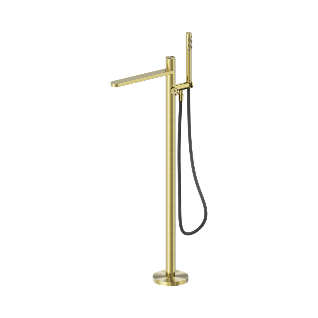 Nero Pure Ss316L Progressive Freestanding Bath Mixer & Outdoor Shower Hose Brushed Gold