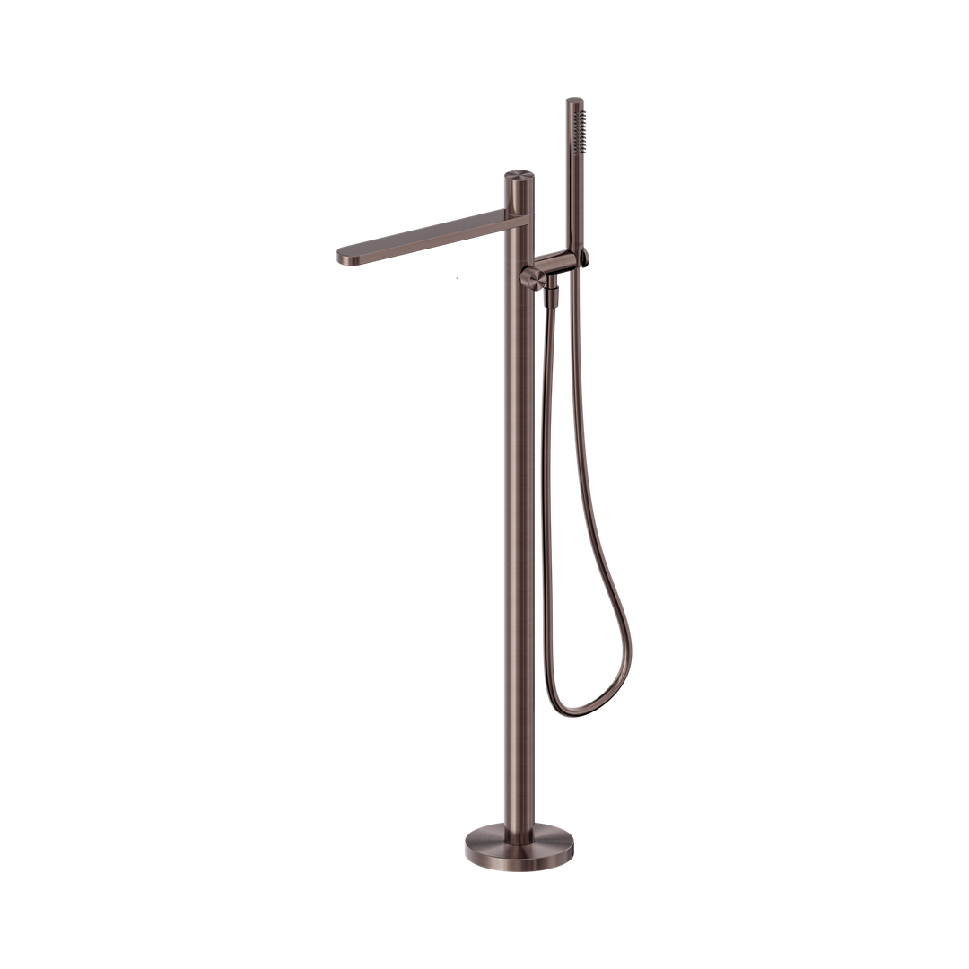 Nero Pure Ss316L Progressive Freestanding Bath Mixer Brushed Bronze