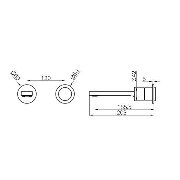 Nero Pure Ss316L Progressive Wall Basin/Bath Mixer Back Plate Trim Kits Only Brushed Gold