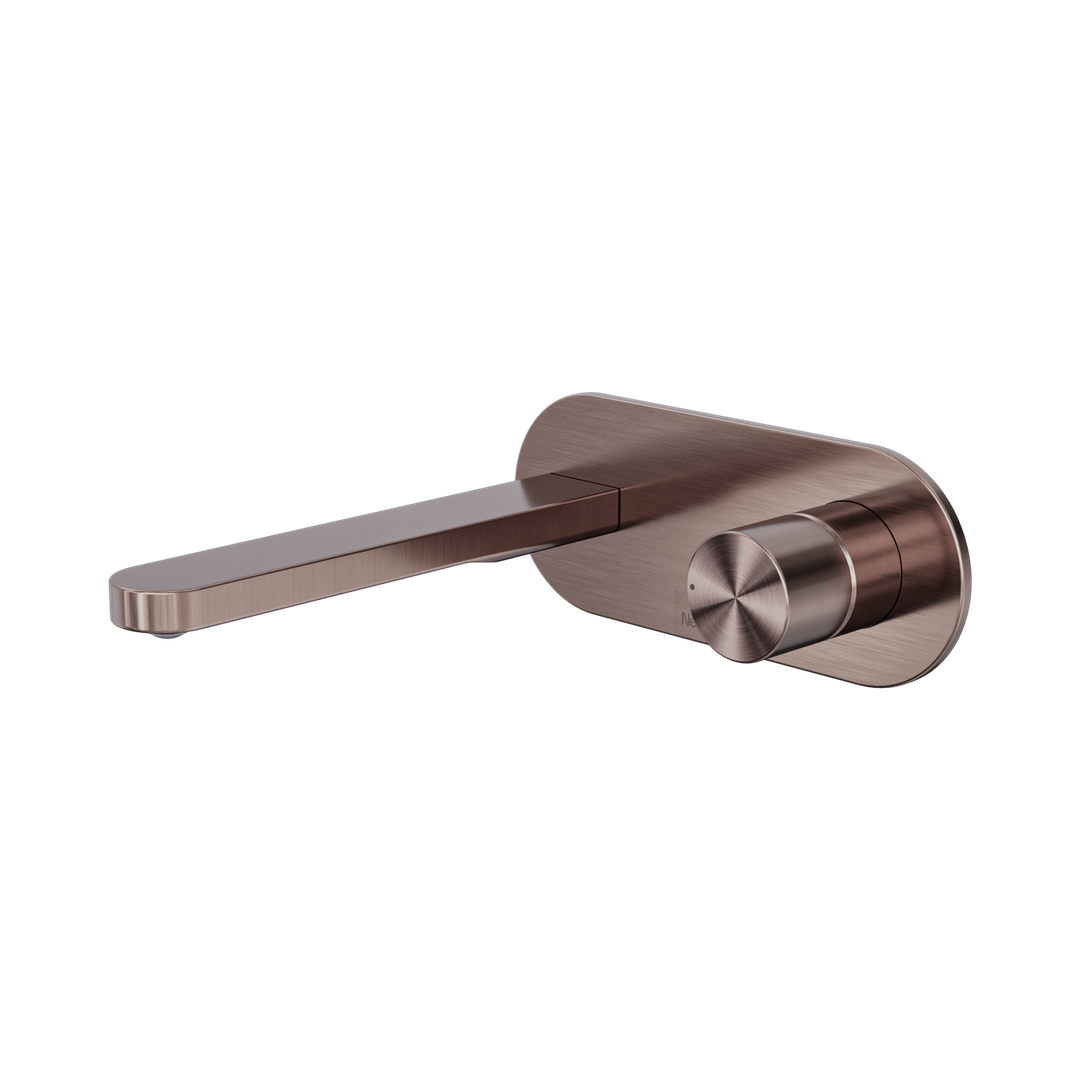 Nero Pure Ss316L Progressive Wall Basin/Bath Mixer Brushed Bronze