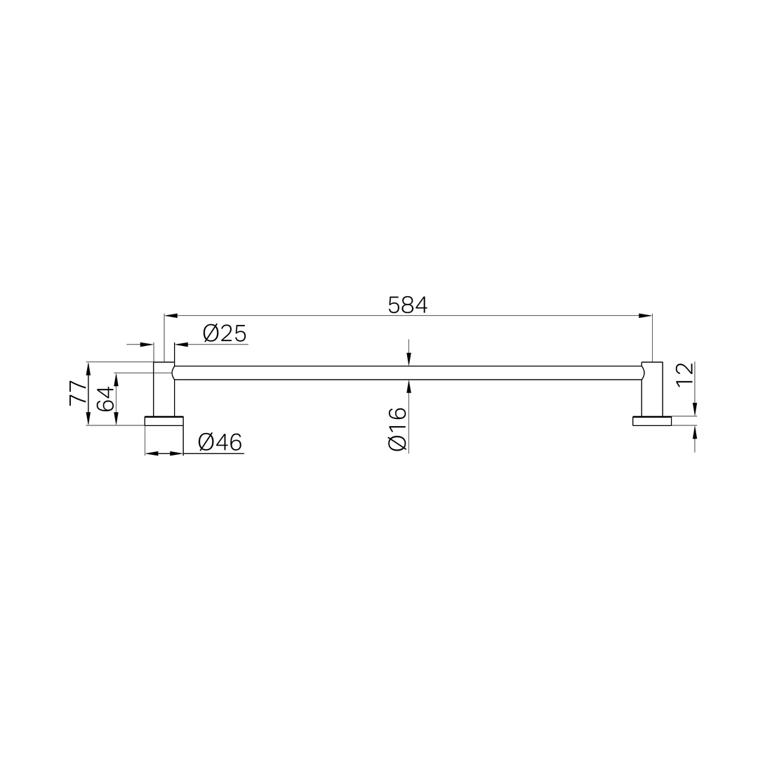 Nero Mecca Single Towel Rail 600Mm Brushed Gold