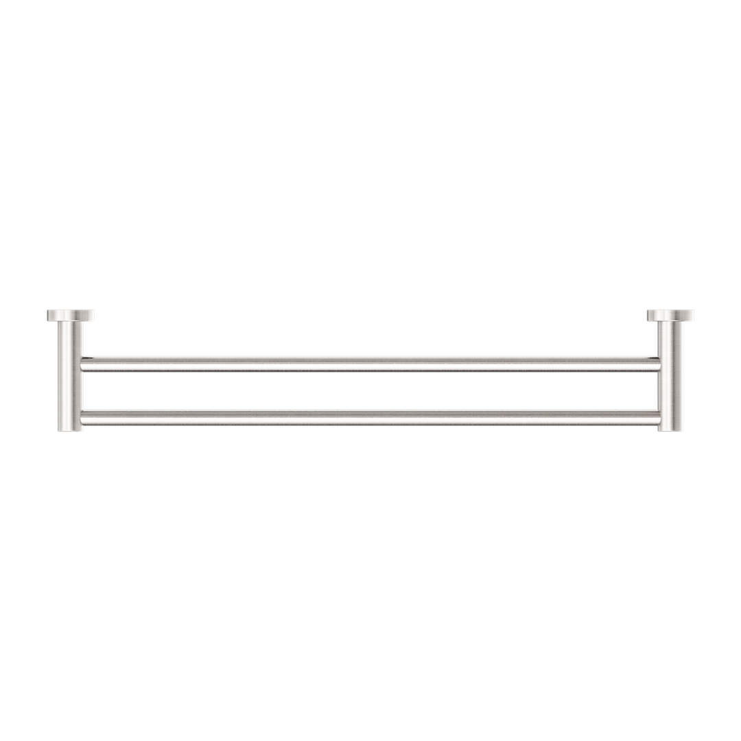 Nero Mecca Double Towel Rail 600Mm Brushed Nickel