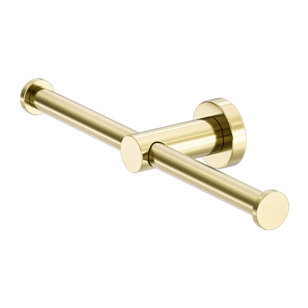 Nero Mecca Double Toilet Roll Holder - Brushed Gold