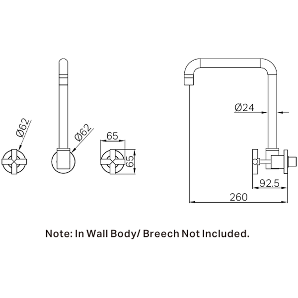 Nero X Plus Wall Kitchen Set Swivel Spout Brushed Nickel