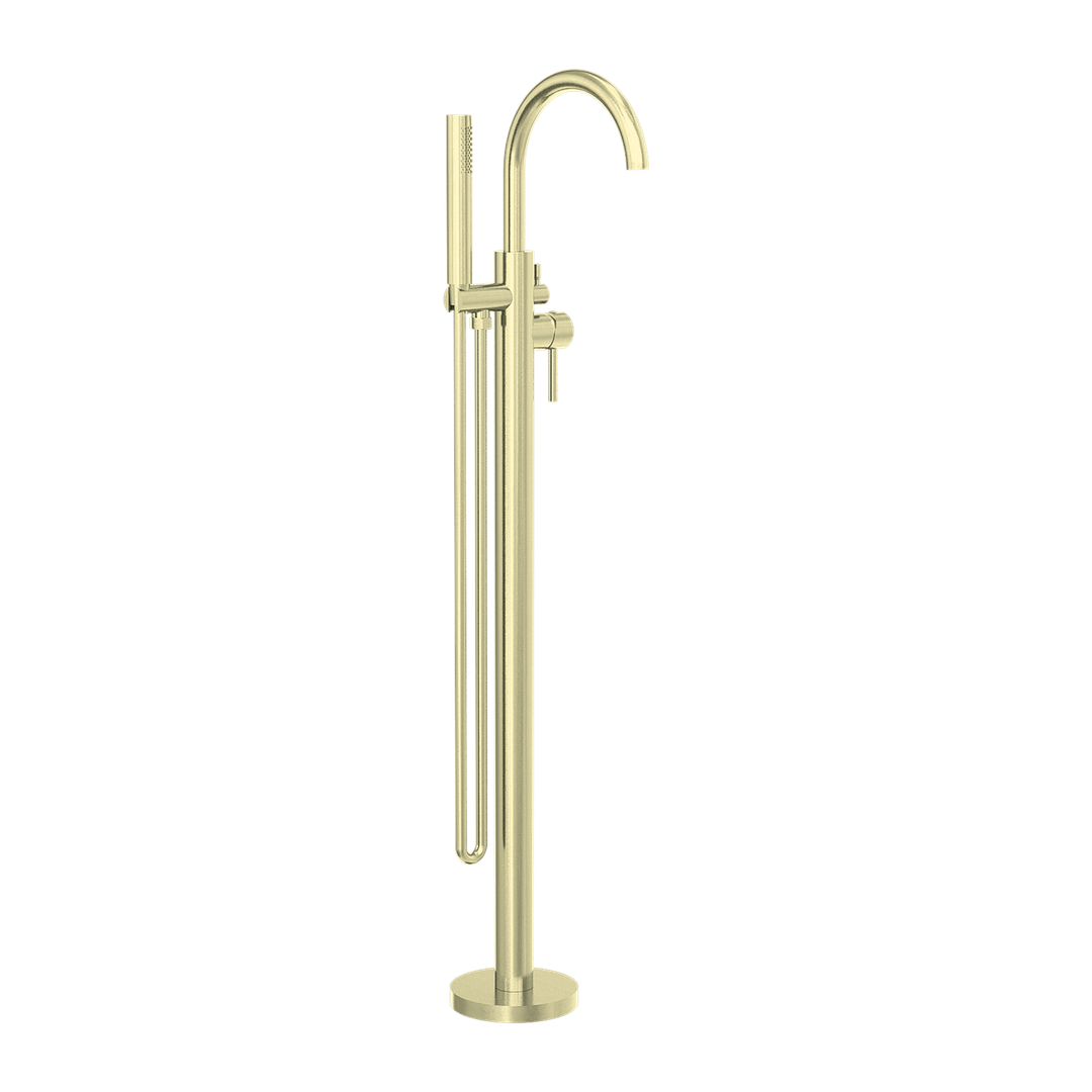 Nero Nova Round Floormount Mixer With Handshower - Brushed Gold