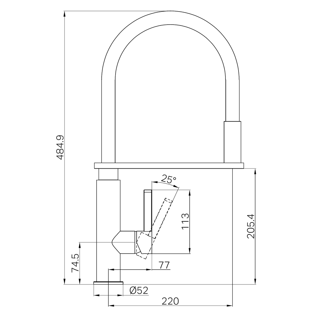 Nero Rita Pull Out Sink Mixer - Chrome/Black Hose