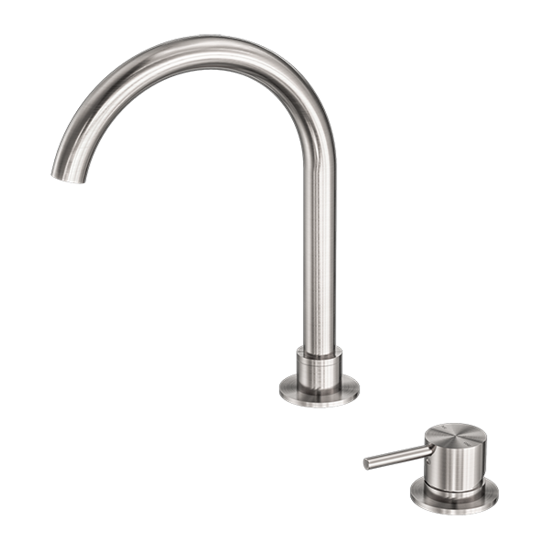 Nero Mecca Hob Basin Mixer Round Spout - Brushed Nickel