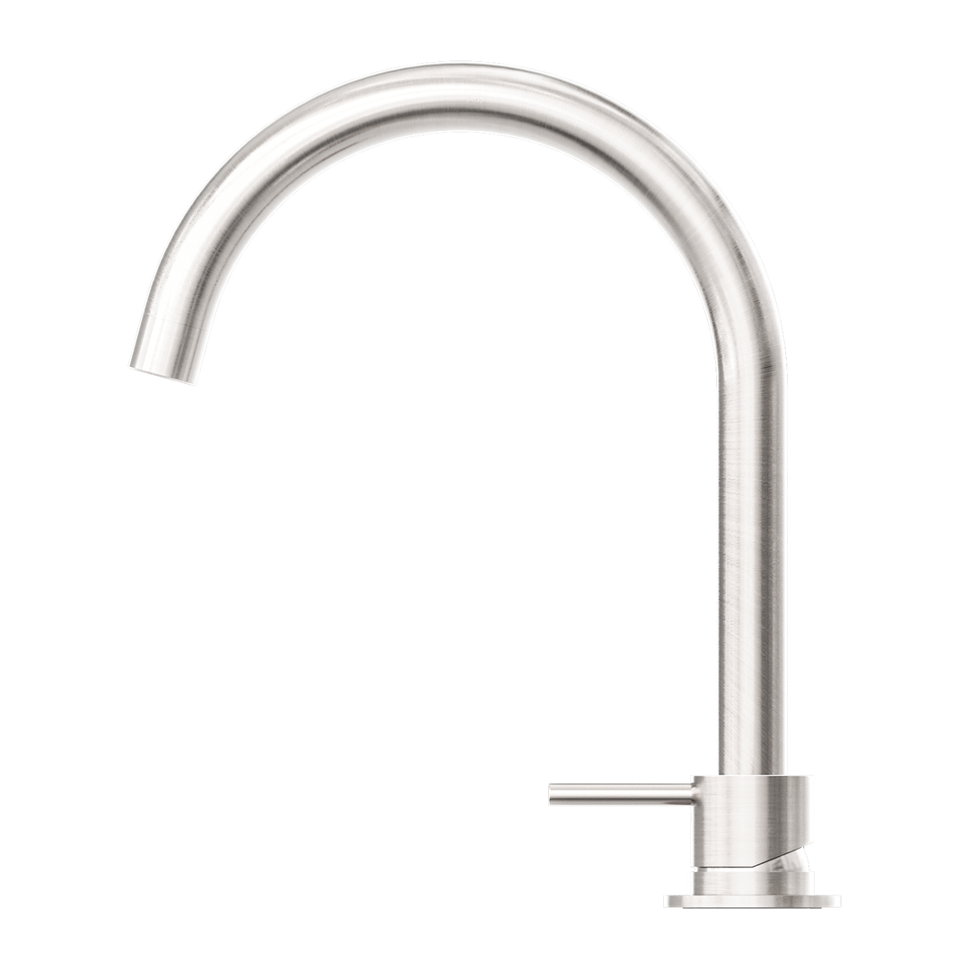 Nero Mecca Hob Basin Mixer Round Spout - Brushed Nickel