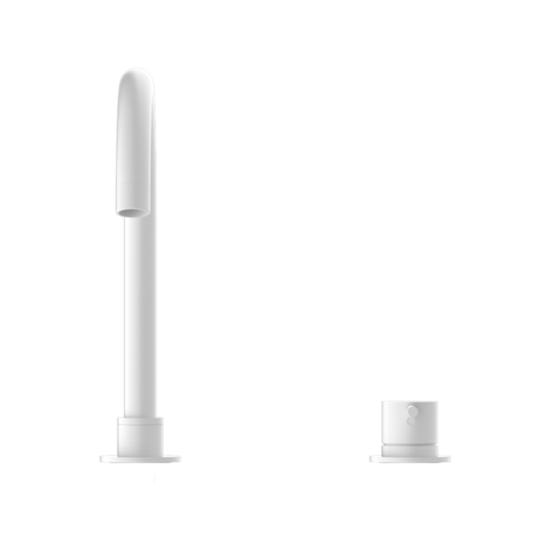 Nero Mecca Hob Basin Mixer Round Swivel Spout - Matt White