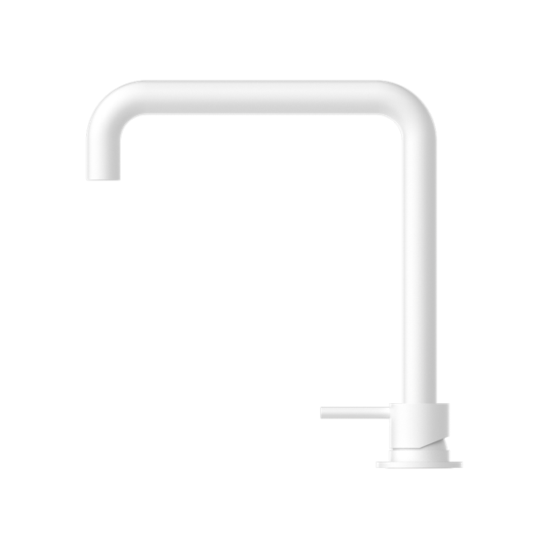 Nero Mecca Hob Basin Mixer Square Swivel Spout - Matt White