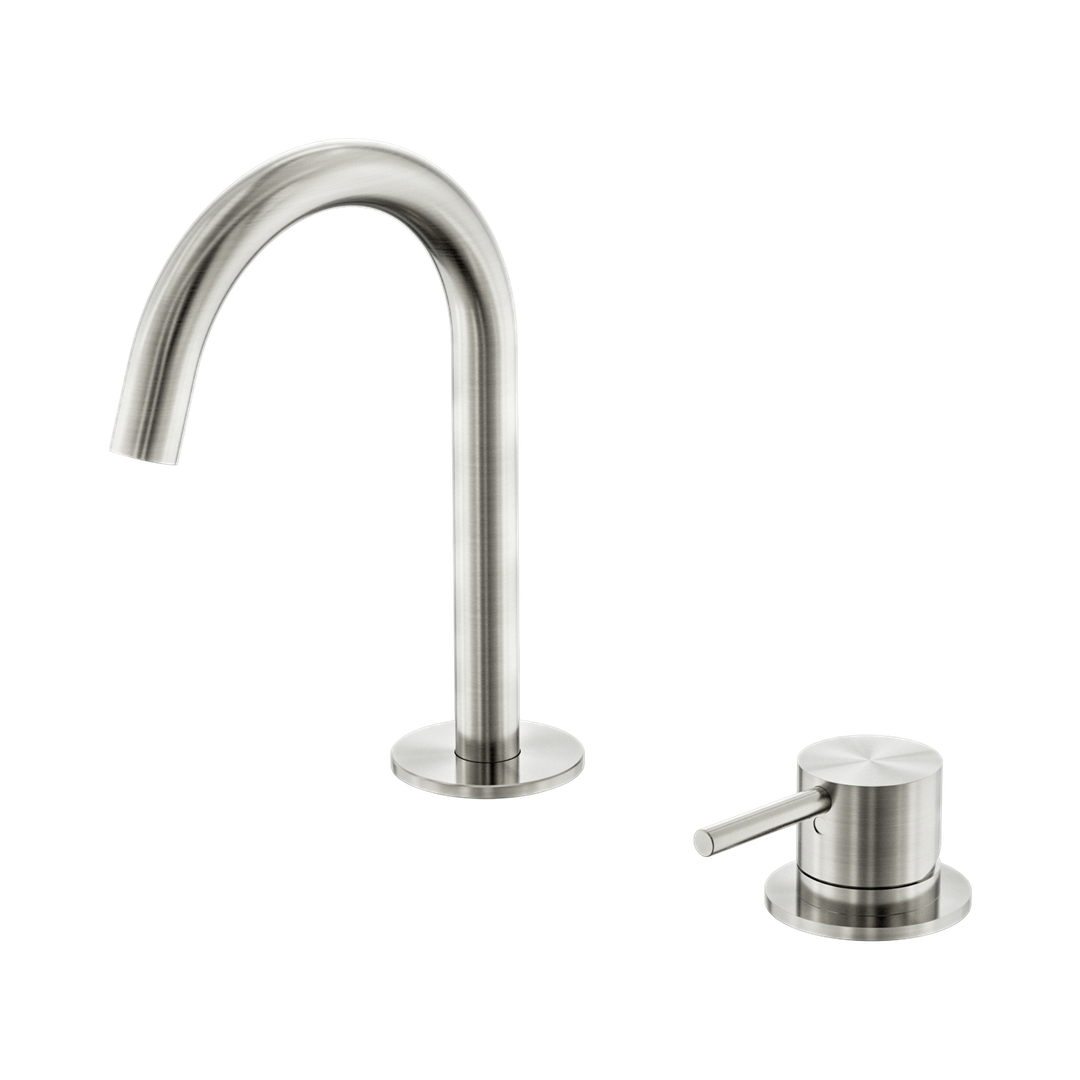 Nero Mecca Hob Baisn Mixer Set Arc Spout Brushed Nickel
