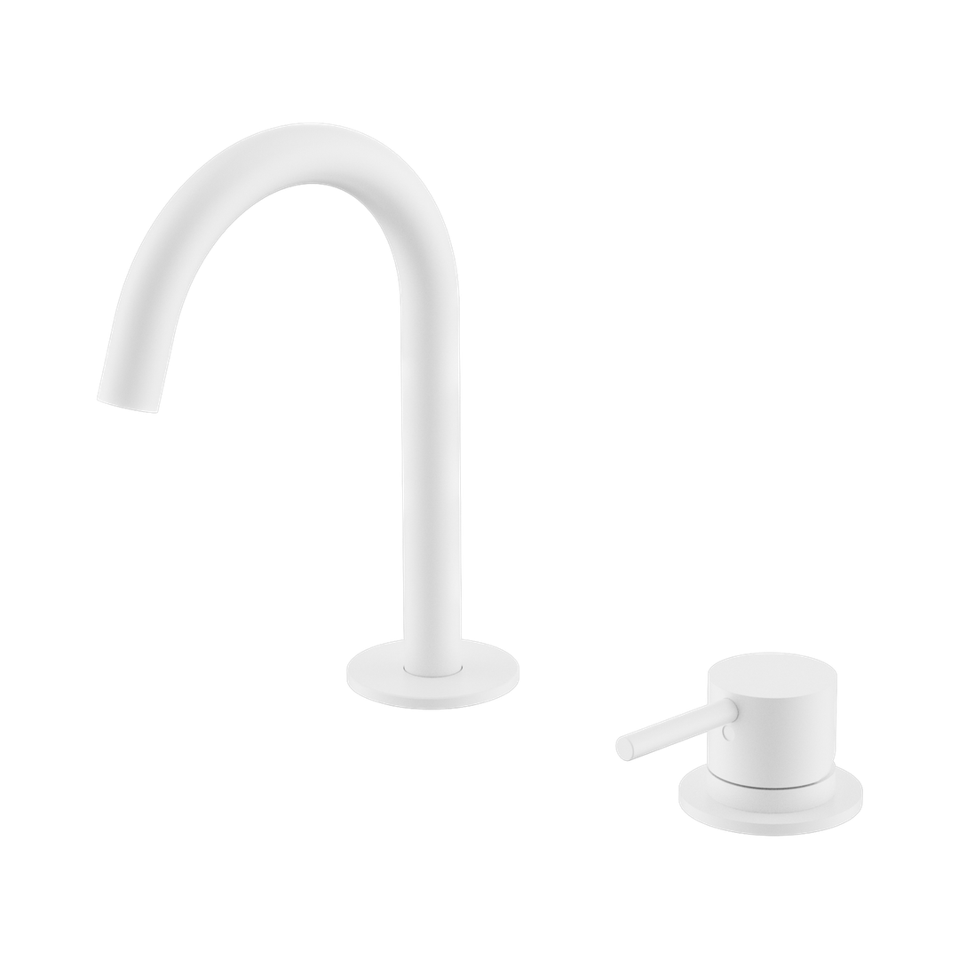 Nero Mecca Hob Baisn Mixer Set Arc Spout Matte White