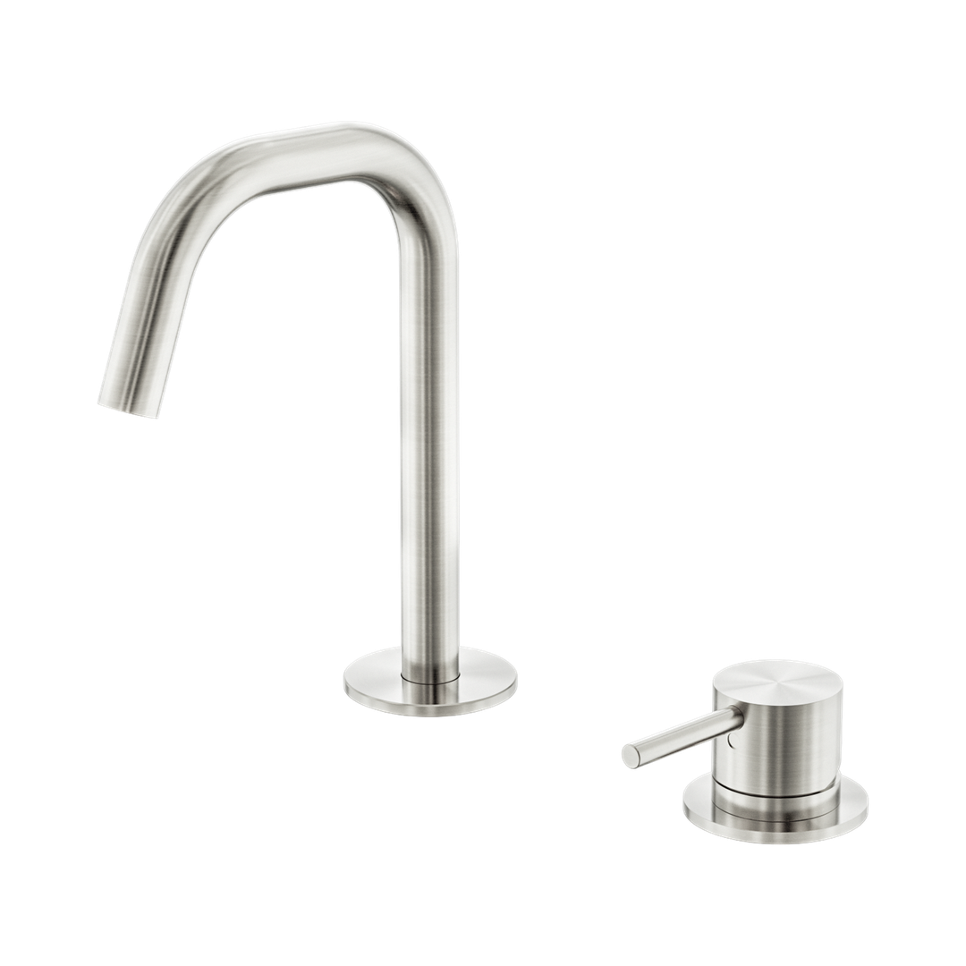 Nero Mecca Hob Baisn Mixer Set Edge Spout Brushed Nickel