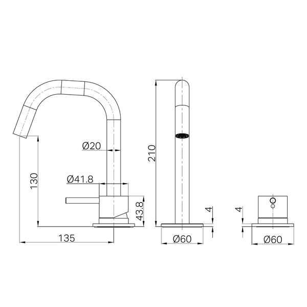 Nero Mecca Hob Baisn Mixer Set Edge Spout Brushed Gold