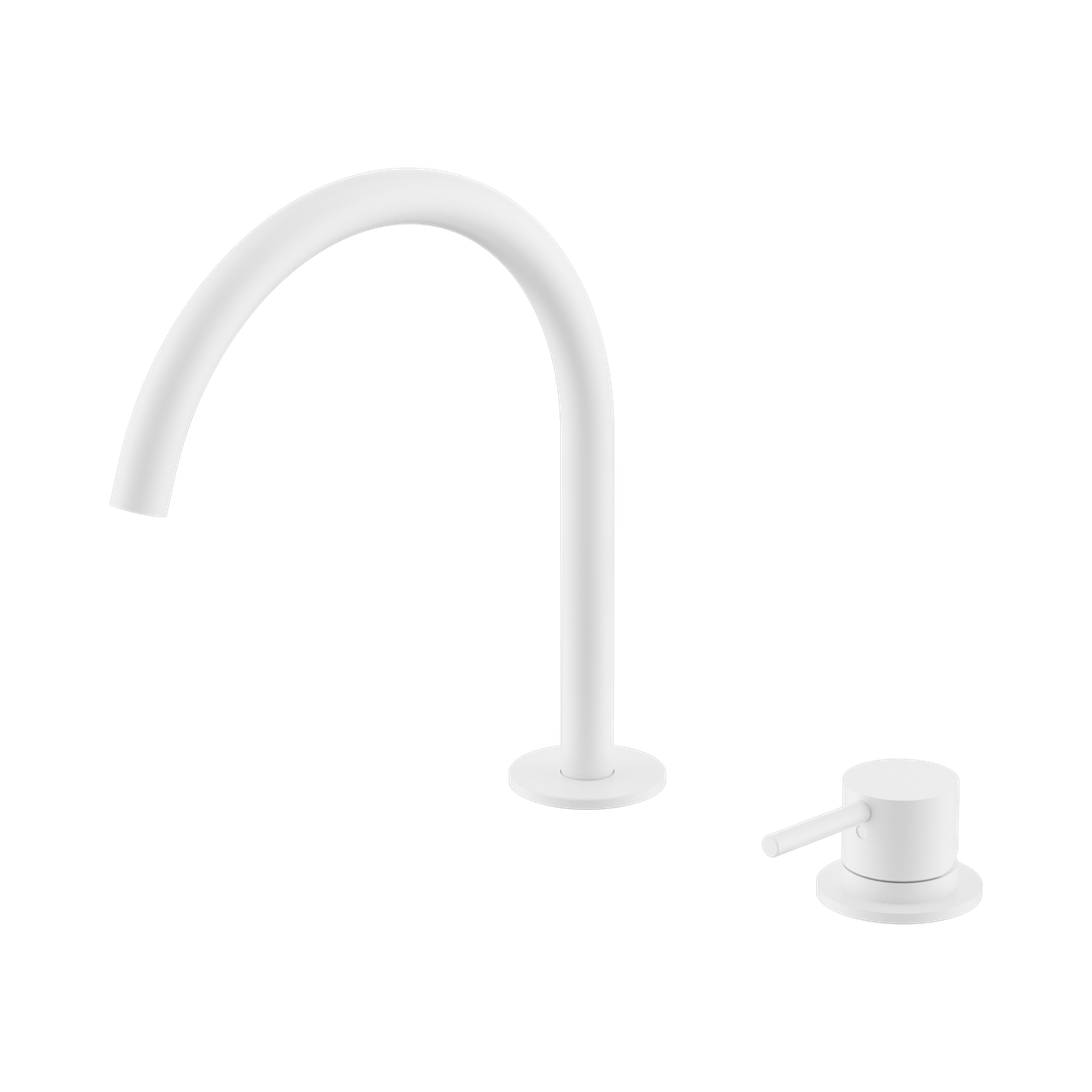 Nero Mecca Hob Bath/Kitchen Mixer Set Arc Spout Matte White