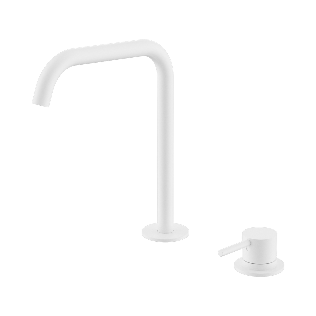Nero Mecca Hob Bath/Kitchen Mixer Set Edge Spout Matte White