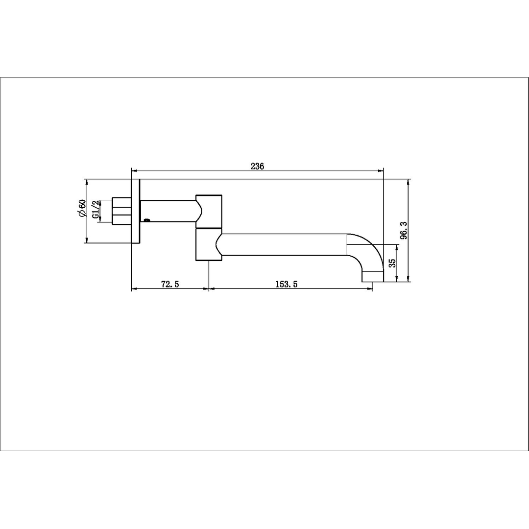 Nero Mecca Wall Mounted Swivel Basin/Bath Spout Only 225mm Gunmetal