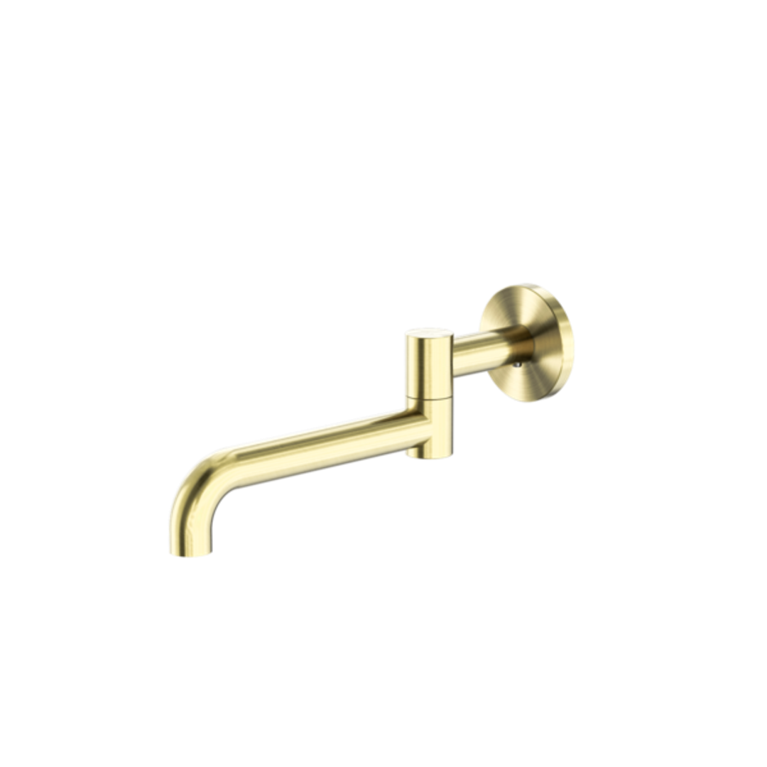 Nero Mecca Wall Mounted Swivel Basin/Bath Spout Only 225mm Brushed Gold