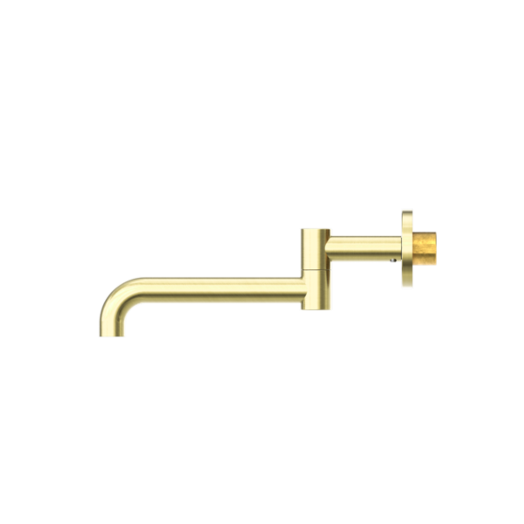 Nero Mecca Wall Mounted Swivel Basin/Bath Spout Only 225mm Brushed Gold