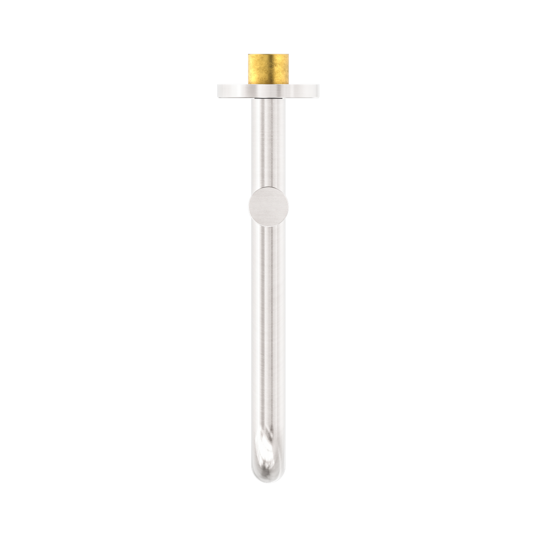Nero Mecca Wall Mounted Swivel Basin/Bath Spout Only 225mm Brushed Nickel