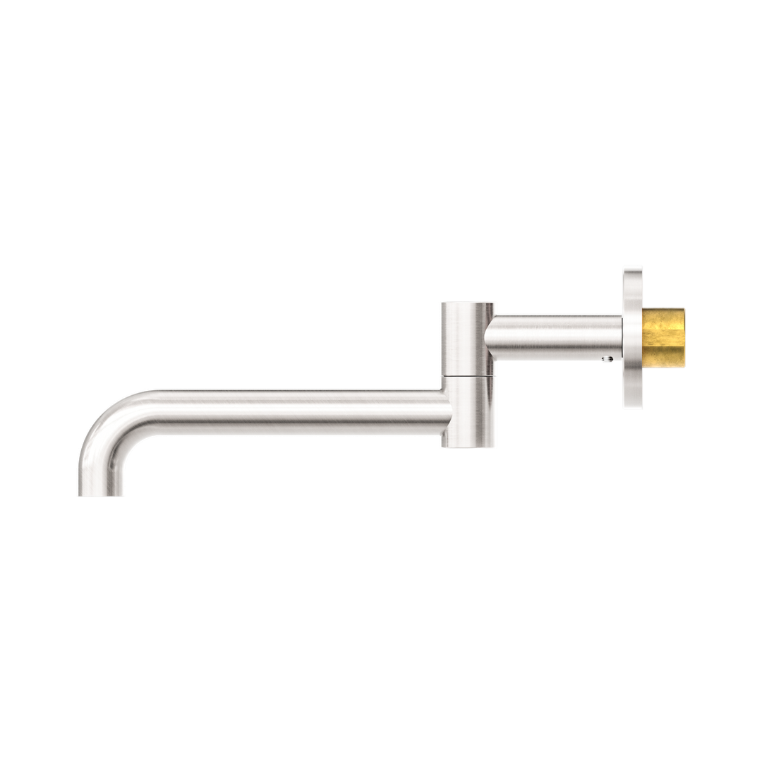 Nero Mecca Wall Mounted Swivel Basin/Bath Spout Only 225mm Brushed Nickel