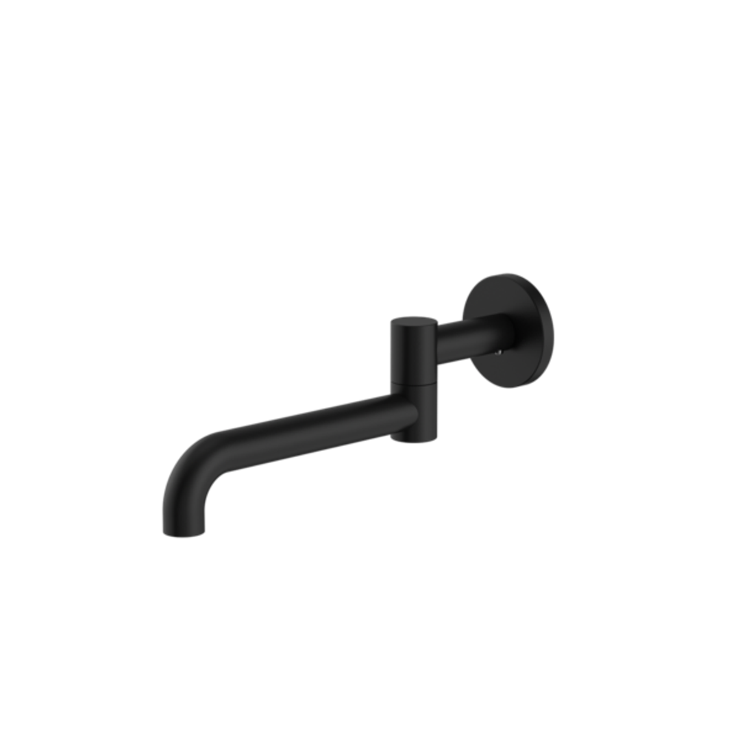 Nero Mecca Wall Mounted Swivel Basin/Bath Spout Only 225mm Matt Black