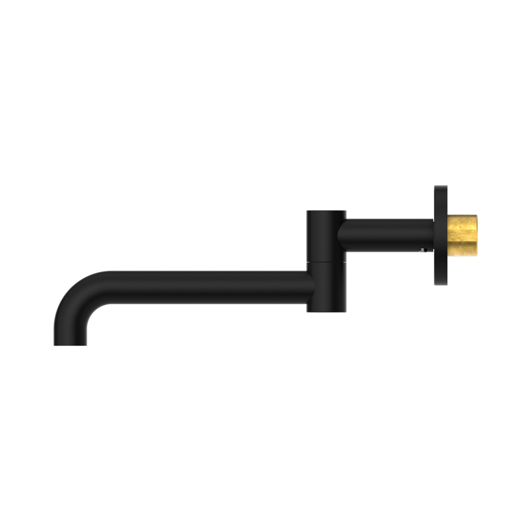 Nero Mecca Wall Mounted Swivel Basin/Bath Spout Only 225mm Matt Black