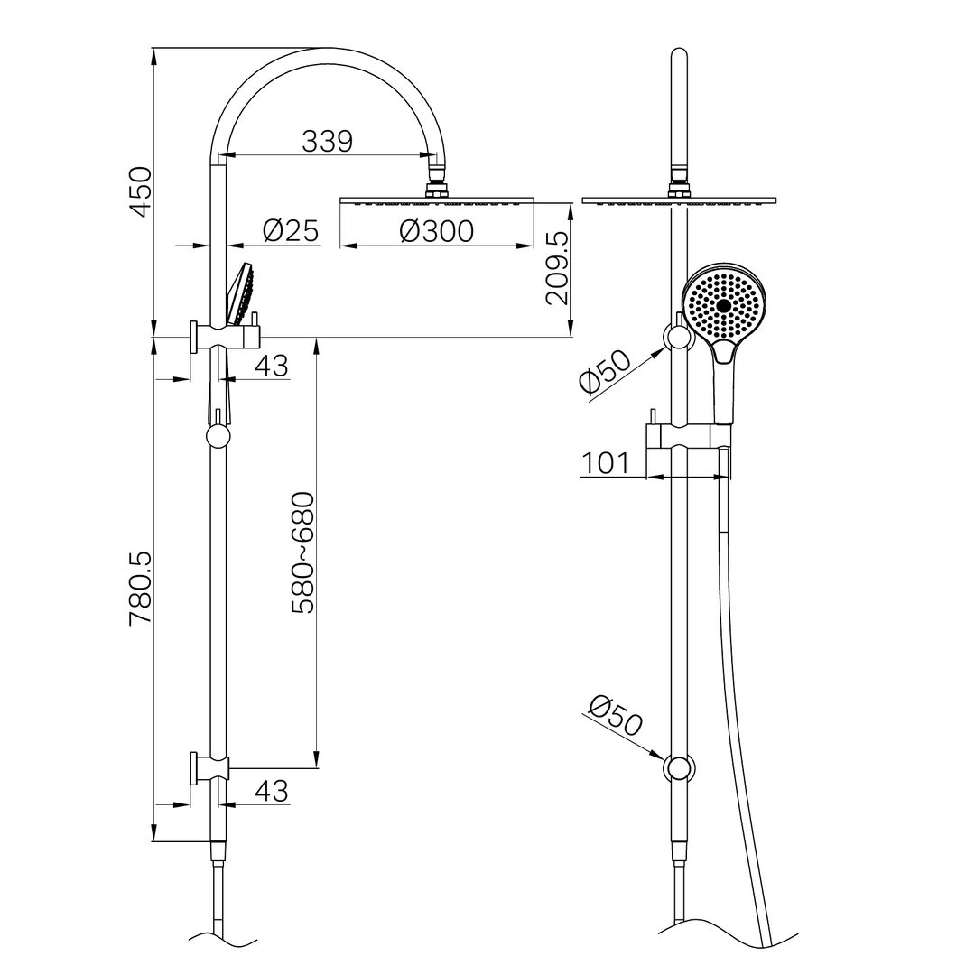 Nero Mecca Twin Shower With Air Shower Ii Brushed Nickel Nr221905Hbn