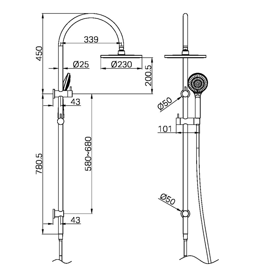 Nero Mecca Twin Shower With Air Shower Chrome