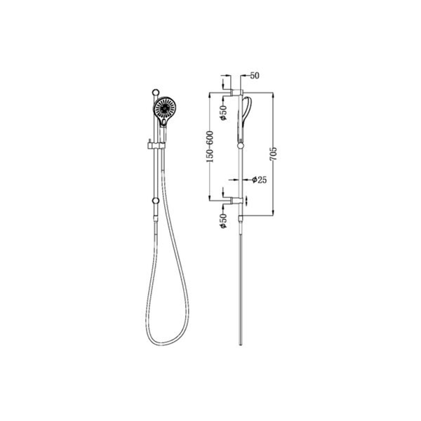 Nero Mecca Shower Rail Gun Metal Nr221905Dgm