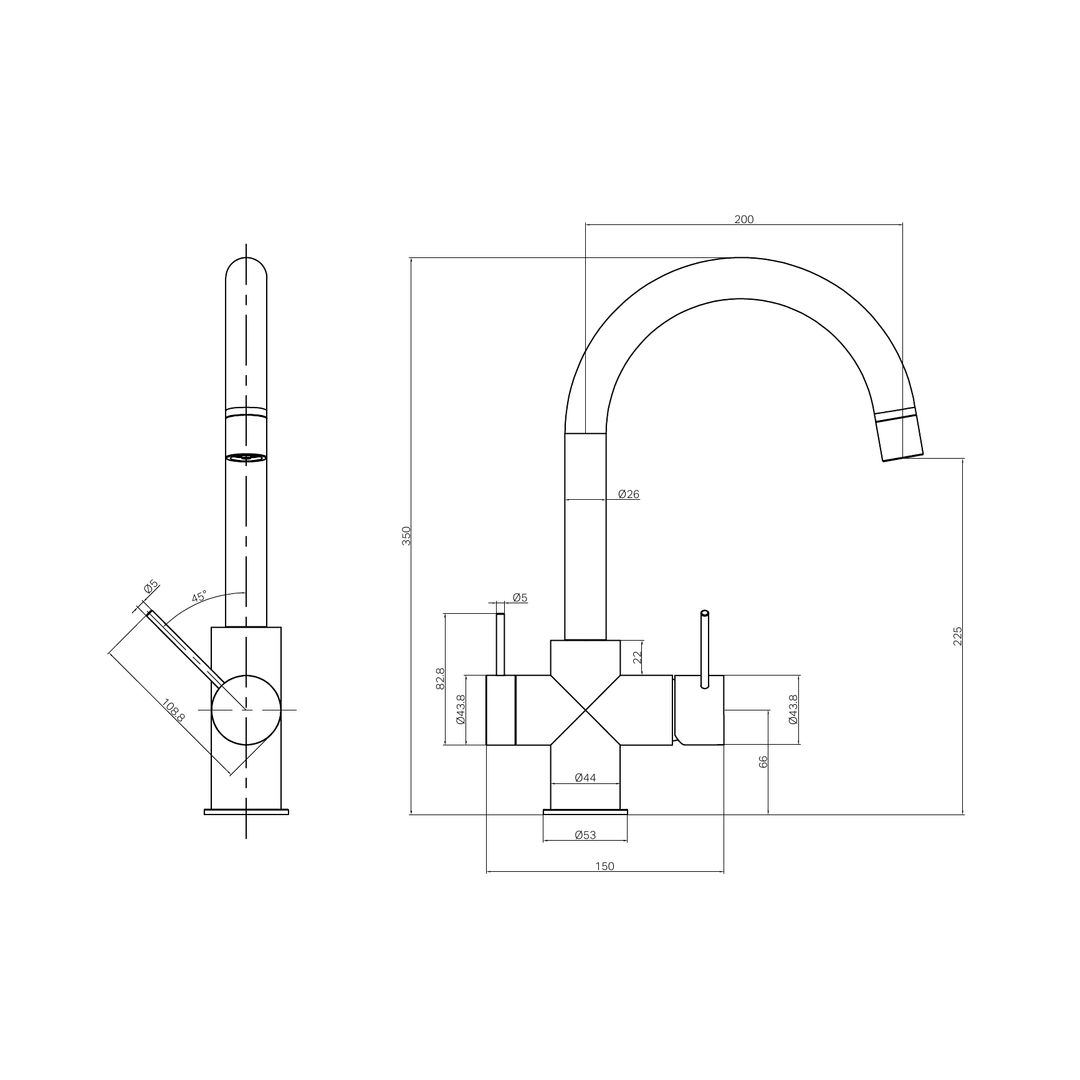 Nero Mecca 3 Way Filtered Mixer Tap Gun Metal