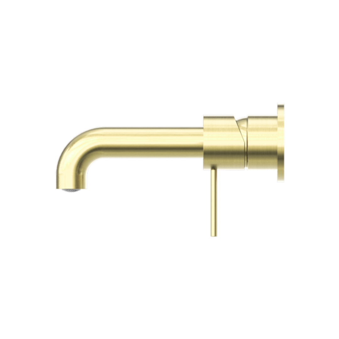 Nero Mecca Wall Basin Mixer Sep Bp 230mm Spout Brushed Gold