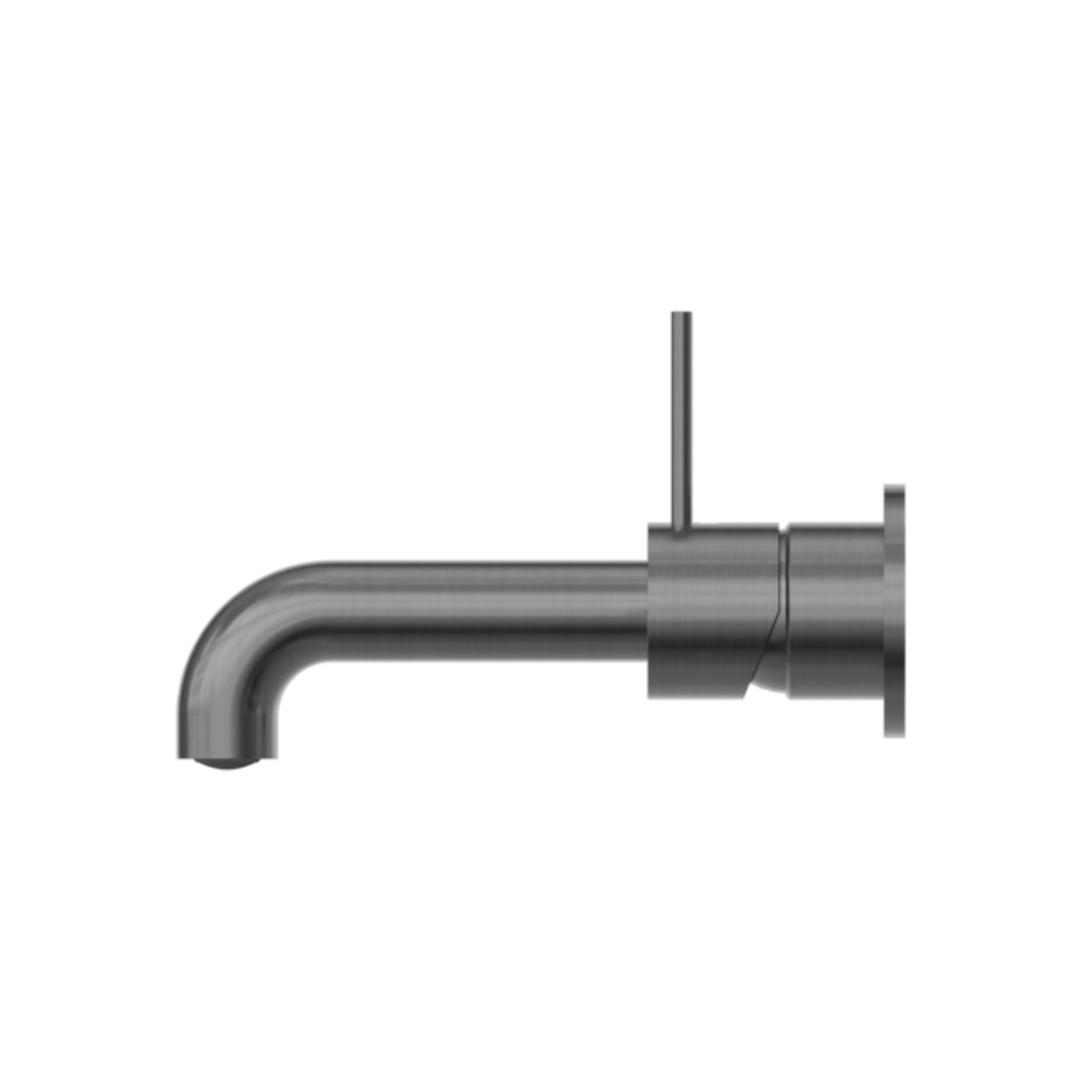 Nero Mecca Wall Basin Mixer Separate Back Plate Handle Up 185Mm Spout Gun Metal