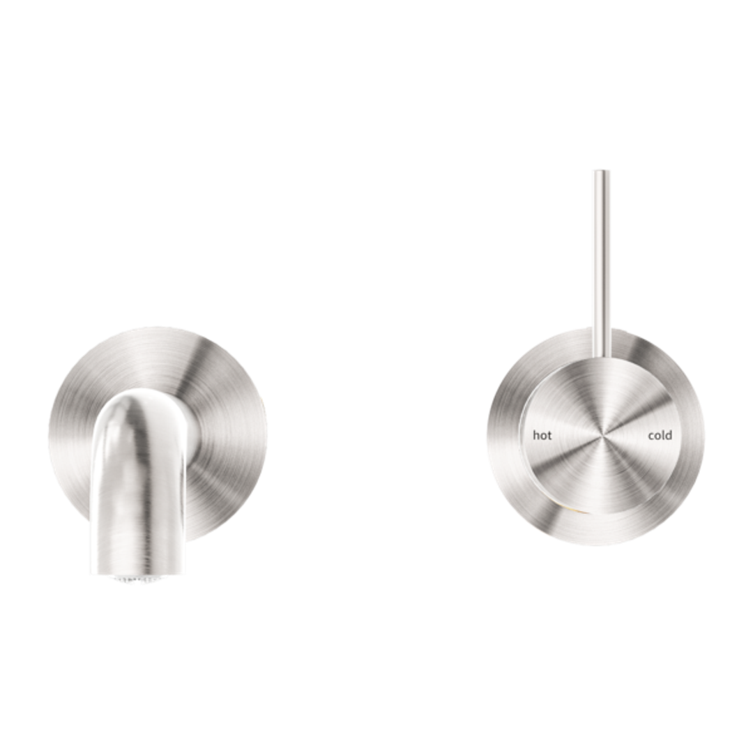 Nero Mecca Wall Basin Mixer Sep Bp Handle Up 160mm Sp Br Nickel