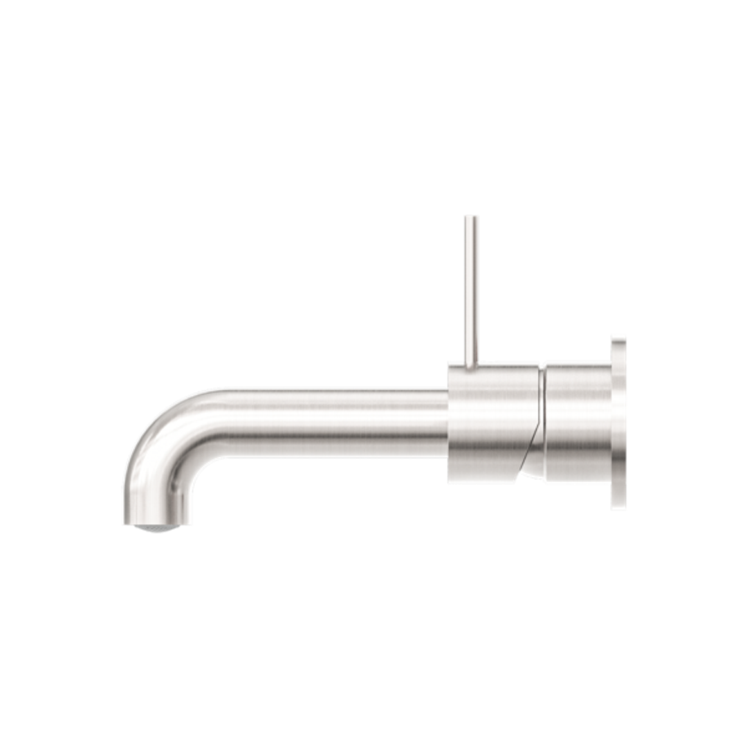 Nero Mecca Wall Basin Mixer Sep Bp Handle Up 160mm Sp Br Nickel