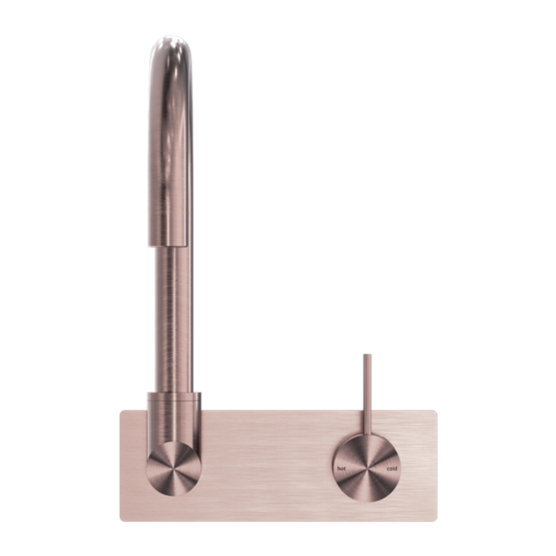 Nero Mecca Wall Basin/Bath Mixer Swivel Spout Handle Up - Brushed Bronze
