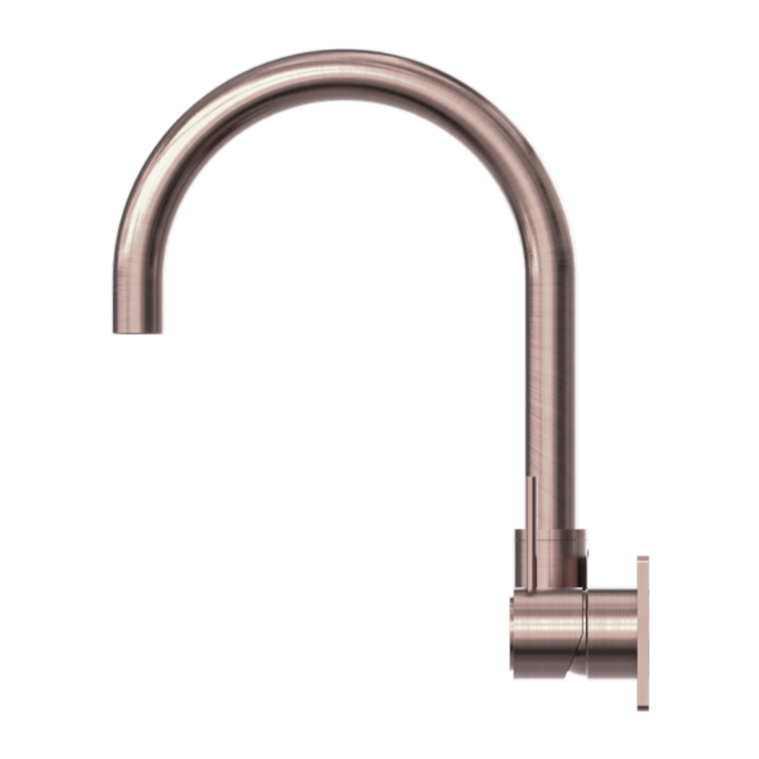 Nero Mecca Wall Basin/Bath Mixer Swivel Spout Handle Up - Brushed Bronze