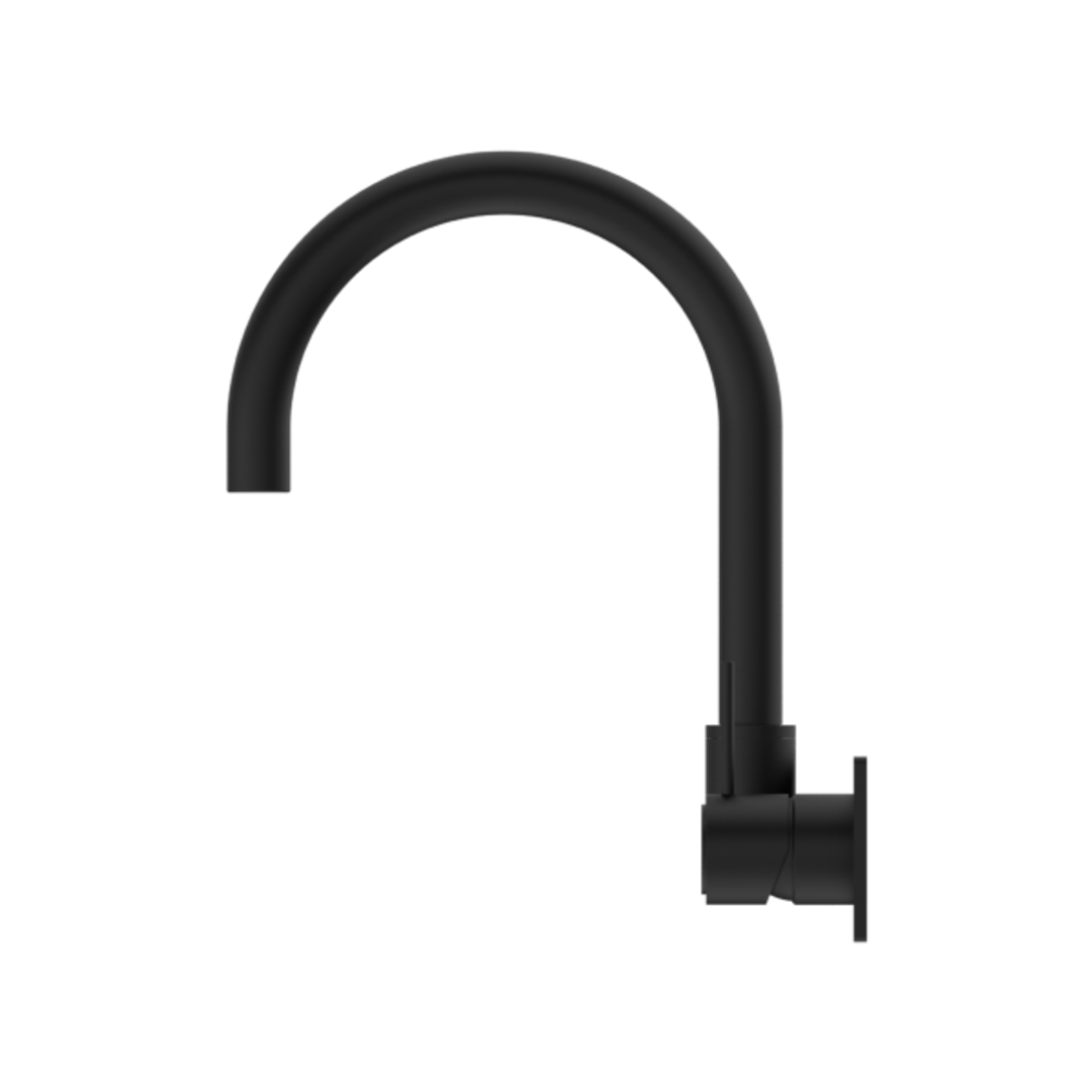 Nero Mecca Wall Basin/Bath Mixer Swivel Spout Handle Up - Matt Black