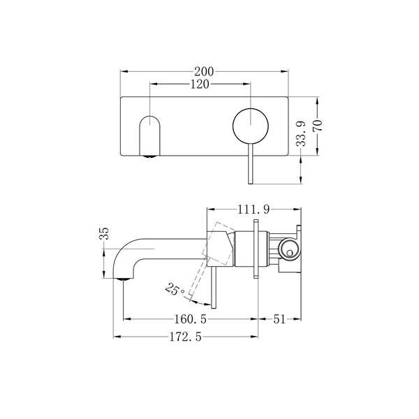 Nero Mecca Wall Basin Mixer 160Mm Spout^Brushed Bronze